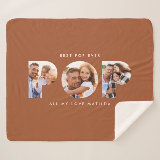 Pop Multi Foto Moderne, elegante Terracotta Gesche Sherpadecke (Vorderseite (Horizontal))