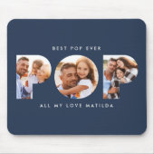 Pop Multi-Foto moderne Typografie blau Mousepad (Vorne)