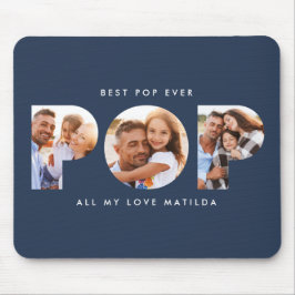 Pop Multi-Foto moderne Typografie blau Mousepad