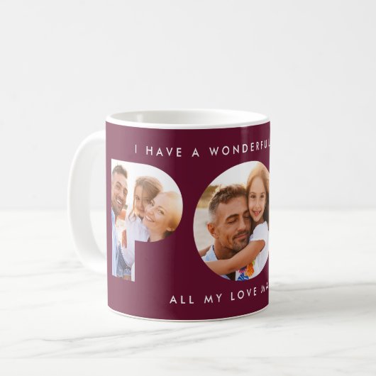 Pop Multi-Foto moderne Typografie elegant bordeaux Kaffeetasse (Vorderseite Links)
