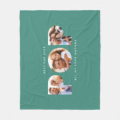 Pop Multi-Foto moderne Typografie elegant grün Fleecedecke (Vorderseite)