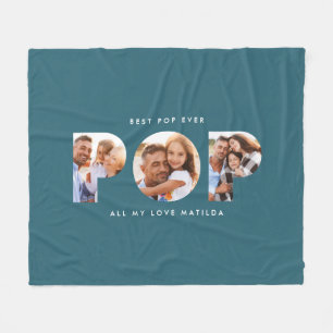 Pop Multi-Foto moderne Typografie elegante aquamar Fleecedecke