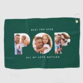 Pop Multi-Foto moderne Typografie grün Golfhandtuch (Horizontal)