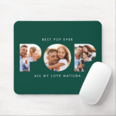 Pop Multi-Foto moderne Typografie Grüne Geschenk Mousepad (Mit Mouse)