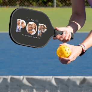 Pop Multi-Foto moderne Typografie Schwarz-Geschenk Pickleball Schläger