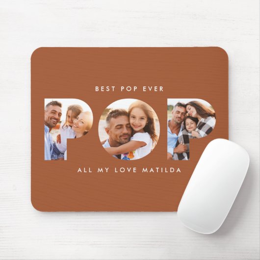Pop Multi Foto moderne Typografie Terrakotta Mousepad (Mit Mouse)