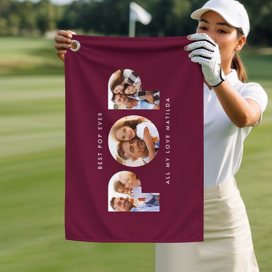 Pop Multi Foto Modernes bordeauxfarbenes Geschenk Golfhandtuch
