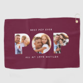Pop Multi Foto Modernes bordeauxfarbenes Geschenk Golfhandtuch (Horizontal)