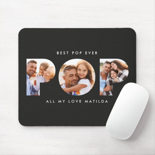 Pop Multi Foto Modernes, modernes Schwarz Mousepad (Mit Mouse)