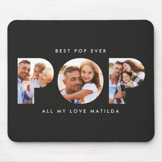 Pop Multi Foto Modernes, modernes Schwarz Mousepad (Vorne)