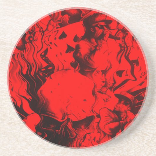 Pop Musica Portraits in lebhaften Roten Farben Ku Getränkeuntersetzer (Vorne)