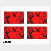 Pop  Musica Portraits in lebhaften Roten Farben Ku Rechteckiger Aufkleber (Blatt)