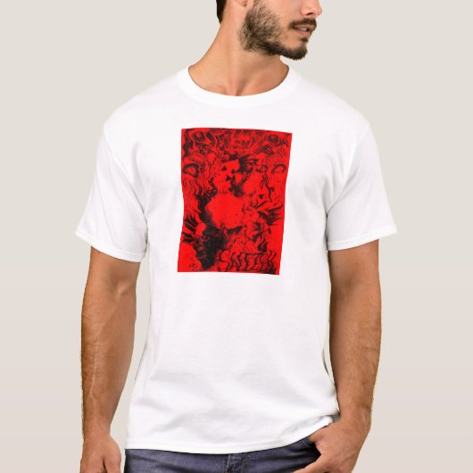 Pop Musica Portraits in lebhaften Roten Farben Kun T-Shirt (Vorderseite)