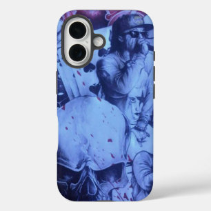 Pop-Musiker Lebendige blaue und violette abstrak iPhone 16 Hülle
