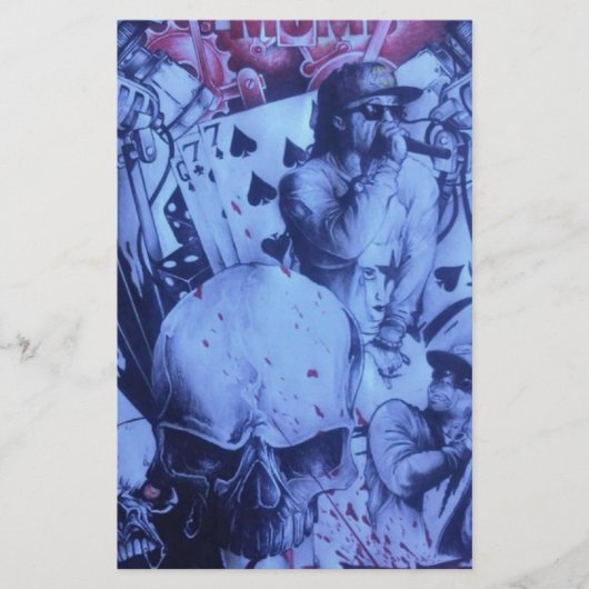 Pop Musiker Lila Kunst Briefpapier (Vorderseite)