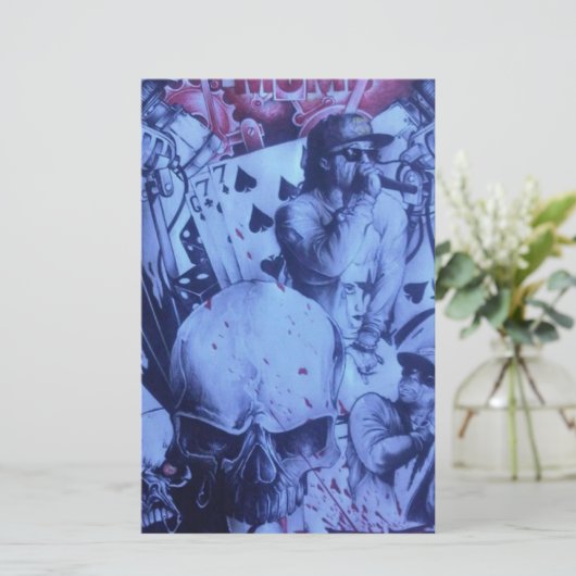 Pop Musiker Lila Kunst Briefpapier (Stehend Vorderseite)