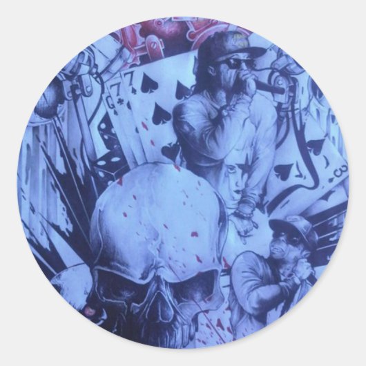 Pop Musiker Lila Kunst Runder Aufkleber (Vorderseite)