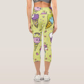 Pop Niedliche Eiscreme: Tiermuster Capri Leggings (Rückseite)