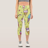Pop Niedliche Eiscreme: Tiermuster Capri Leggings (Vorderseite)