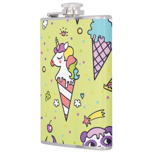 Pop Niedliche Eiscreme: Tiermuster Flachmann (Links)