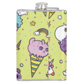 Pop Niedliche Eiscreme: Tiermuster Flachmann (Rückseite)