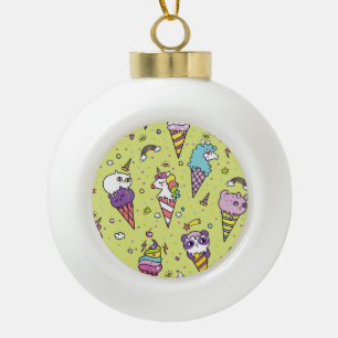 Pop Niedliche Eiscreme: Tiermuster Keramik Kugel-Ornament