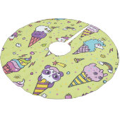 Pop Niedliche Eiscreme: Tiermuster Polyester Weihnachtsbaumdecke (Schrägansicht)