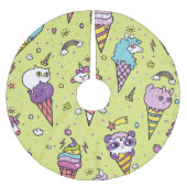 Pop Niedliche Eiscreme: Tiermuster Polyester Weihnachtsbaumdecke (Vorderseite)