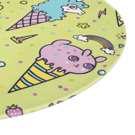 Pop Niedliche Eiscreme: Tiermuster Schneidebrett (Ecke)