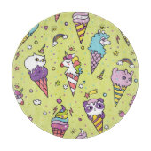 Pop Niedliche Eiscreme: Tiermuster Schneidebrett (Vorderseite)