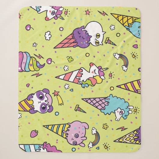 Pop Niedliche Eiscreme: Tiermuster Sherpadecke (Vorderseite)