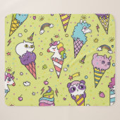 Pop Niedliche Eiscreme: Tiermuster Sherpadecke (Vorderseite (Horizontal))