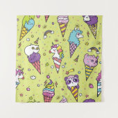 Pop Niedliche Eiscreme: Tiermuster Wandteppich (Vorderseite)