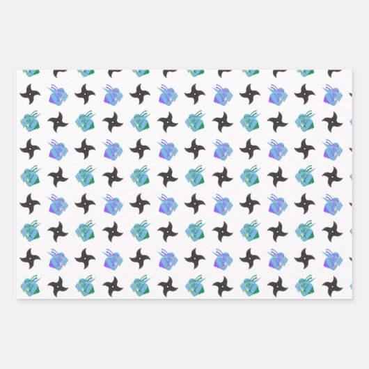 Pop Ninja Throwing Star Geschenkpapier Set (Vorderseite)