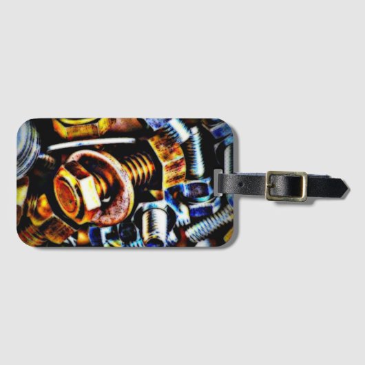 Pop Nüsse und Bolzen Kunst Gepäckanhänger (Vorderseite (Horizontal))