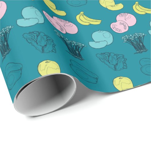 Pop Obst und Gemüse Gartenverpackungspapier Geschenkpapier (Rolleneckpunkt)