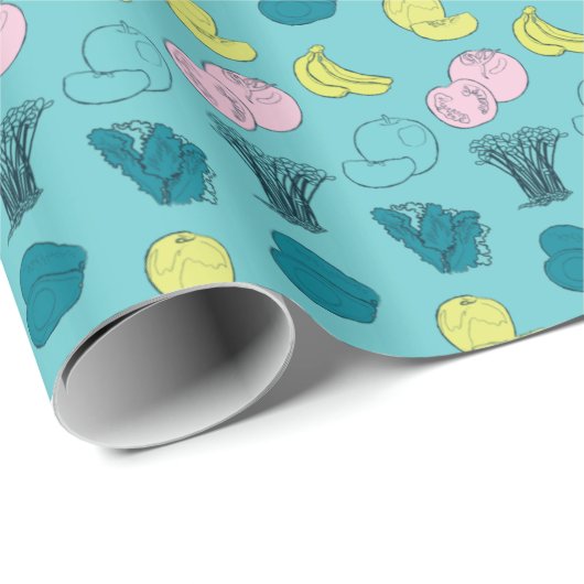 Pop Obst und Gemüse Gartenverpackungspapier Geschenkpapier (Rolleneckpunkt)
