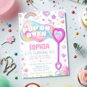 Pop On Over Bubble Burst 1. Geburtstag Einladung