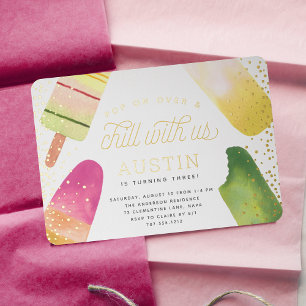 Pop On Over & Chill Popsicle Kindergeburtstagsfe Folieneinladung