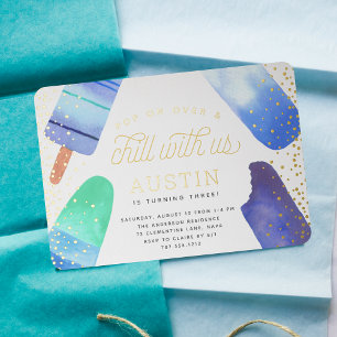 Pop On Over & Chill Popsicle Kindergeburtstagsfe Folieneinladung
