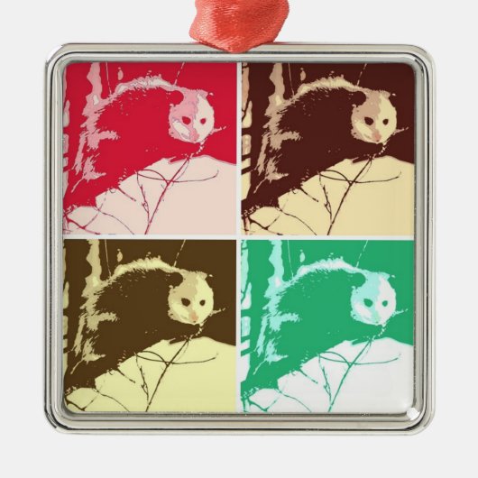 Pop Opossum Art Ornament Aus Metall (Vorne)