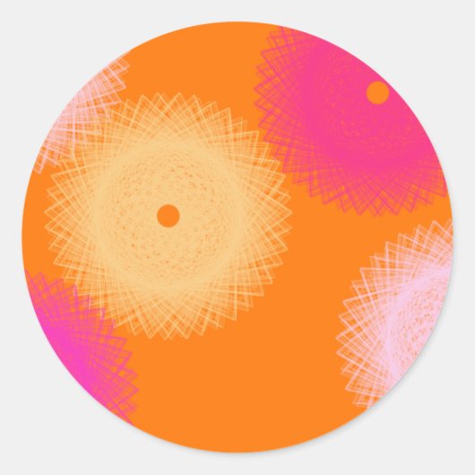 Pop orange und rosa runder aufkleber (Vorderseite)