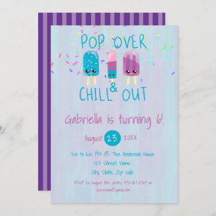 Pop Over & Chill Out Ice Pop Geburtstagseinladung Einladung