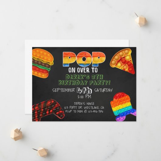 Pop Party, Pop Party, Fidget Party Ankündigung (Vorderseite/Rückseite Beispiel)