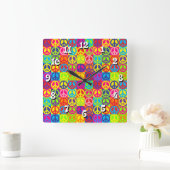 Pop Peace Quadratische Wanduhr (Zuhause)