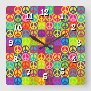 Pop Peace Quadratische Wanduhr