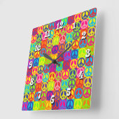 Pop Peace Quadratische Wanduhr (Winkel)