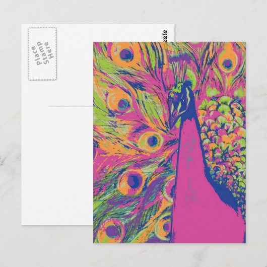 Pop Peacock Postkarte (Vorne/Hinten)