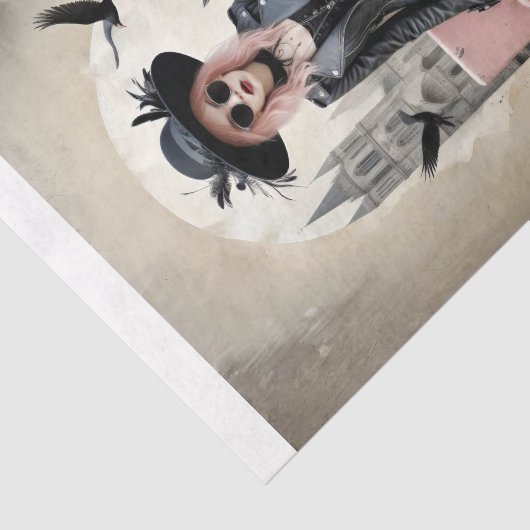 Pop Pink Lady of Ravens Seidenpapier (Ausschnitt)