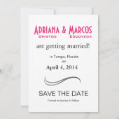 Pop Pinstripe Unterschrift Rett Datum fuschia Einladung (Rückseite)